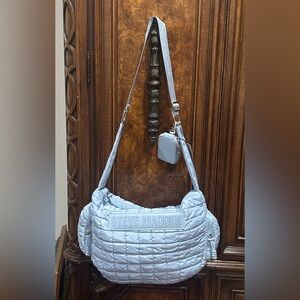 Steve Madden Blue Quilted Crossbody. NWT! Lots of pockets and space.